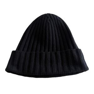 Minnie Rose Adult Unisex Cashmere Blend Knit Beanie Cuffed Hat OS Black Outdoor
